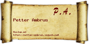Petter Ambrus névjegykártya
